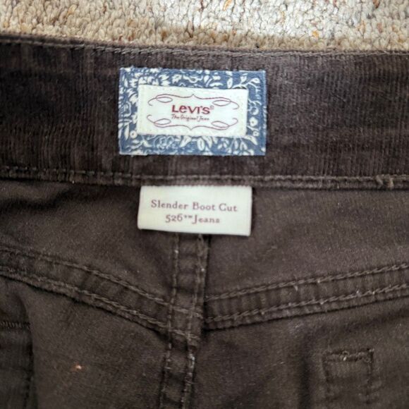 Levi’s 526 Womens Brown Corduroy Slender Boot Cut Jeans Size 10 - Picture 3 of 8
